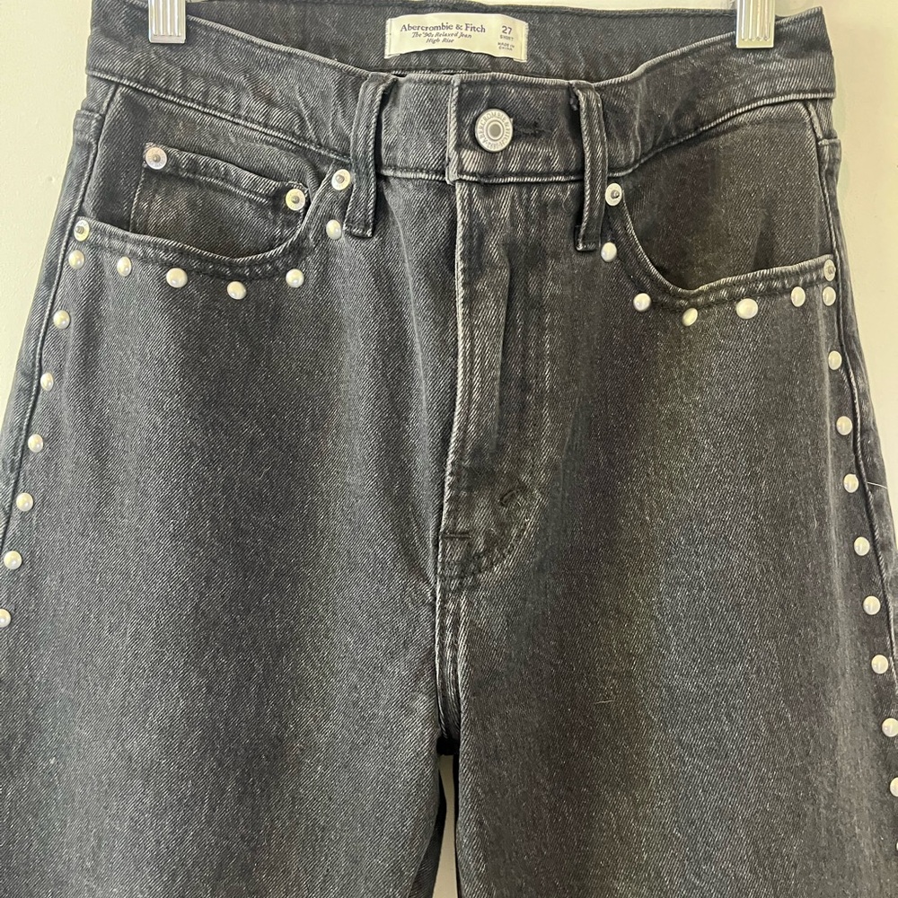 Abercrombie & Fitch Women's Black Jeans with Stud Accents